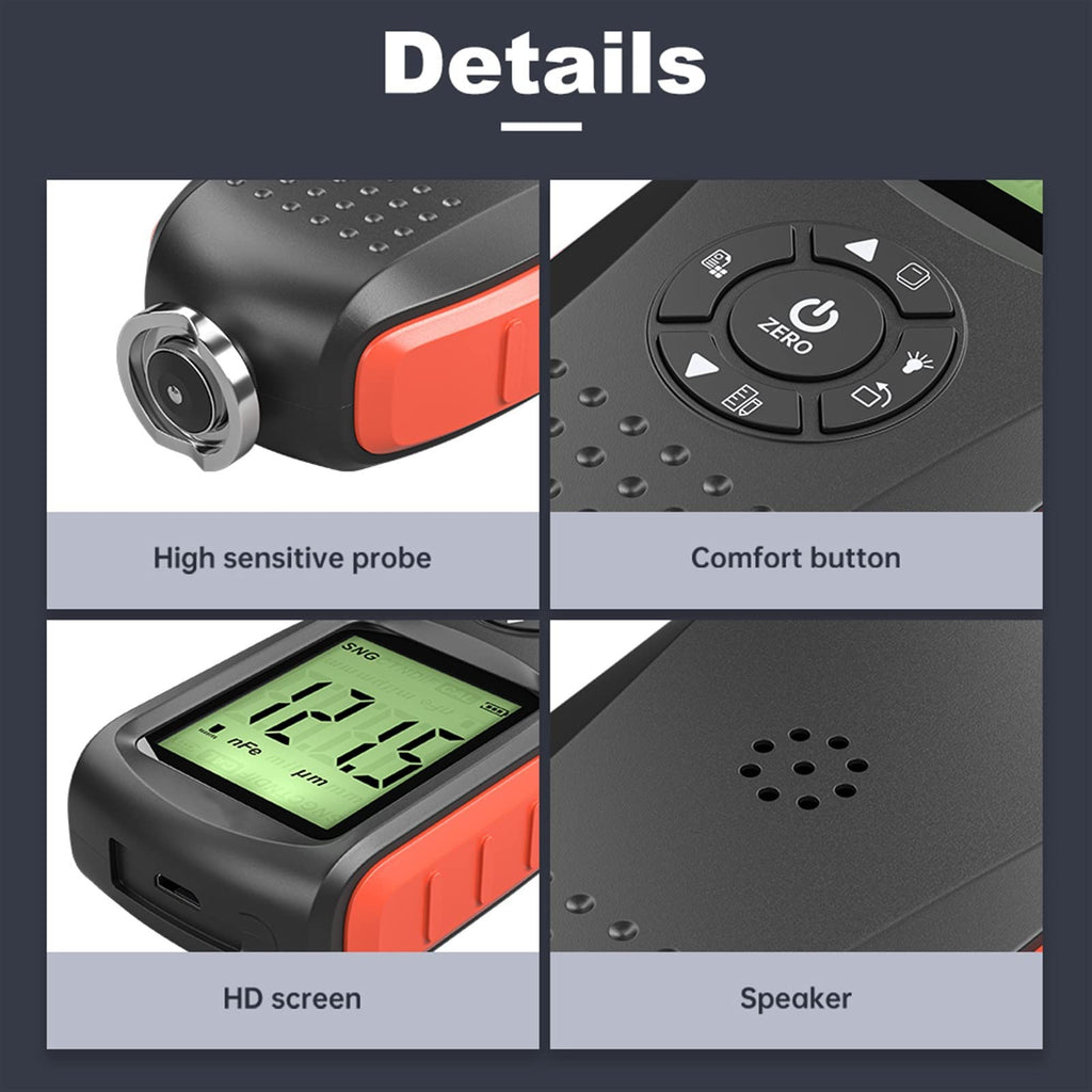 Thickness Gauges VC200 Coating Thickness Gauge for Car Paint Tester Coating Meter with LCD Backlight Ultra-Precise Fe and NFE