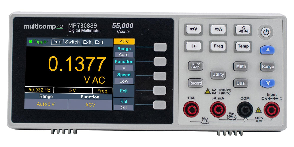 Bench Digital Multimeter, 4.5 Digits, RS232/USB, 10A, 1kV, 750V, 50Mohm