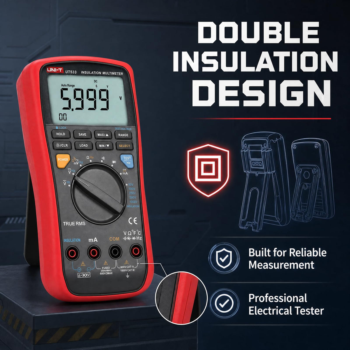 UNI-T UT533 Insulation Multimeter, 1000V True RMS Digital Tester