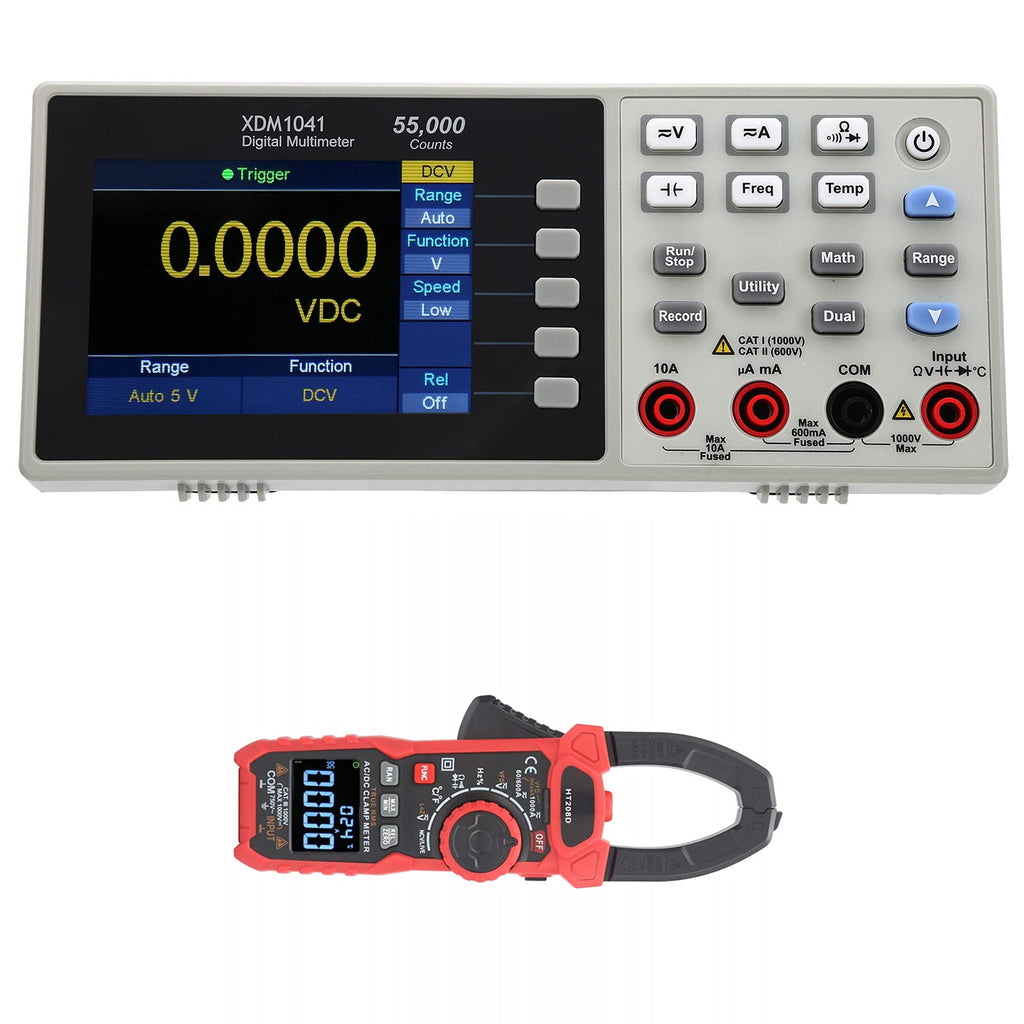 XDM1041 3.7in Digital Desktop Multimeter + HT208D Digital Clamp Meter