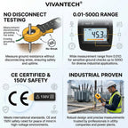 Professional Grade Clamp Ground Resistance Tester, Earth Ground Meter with Current Measurement, Data Storage, Alarm for Power Systems, Telecom and Industrial Use 0.01-500Ω