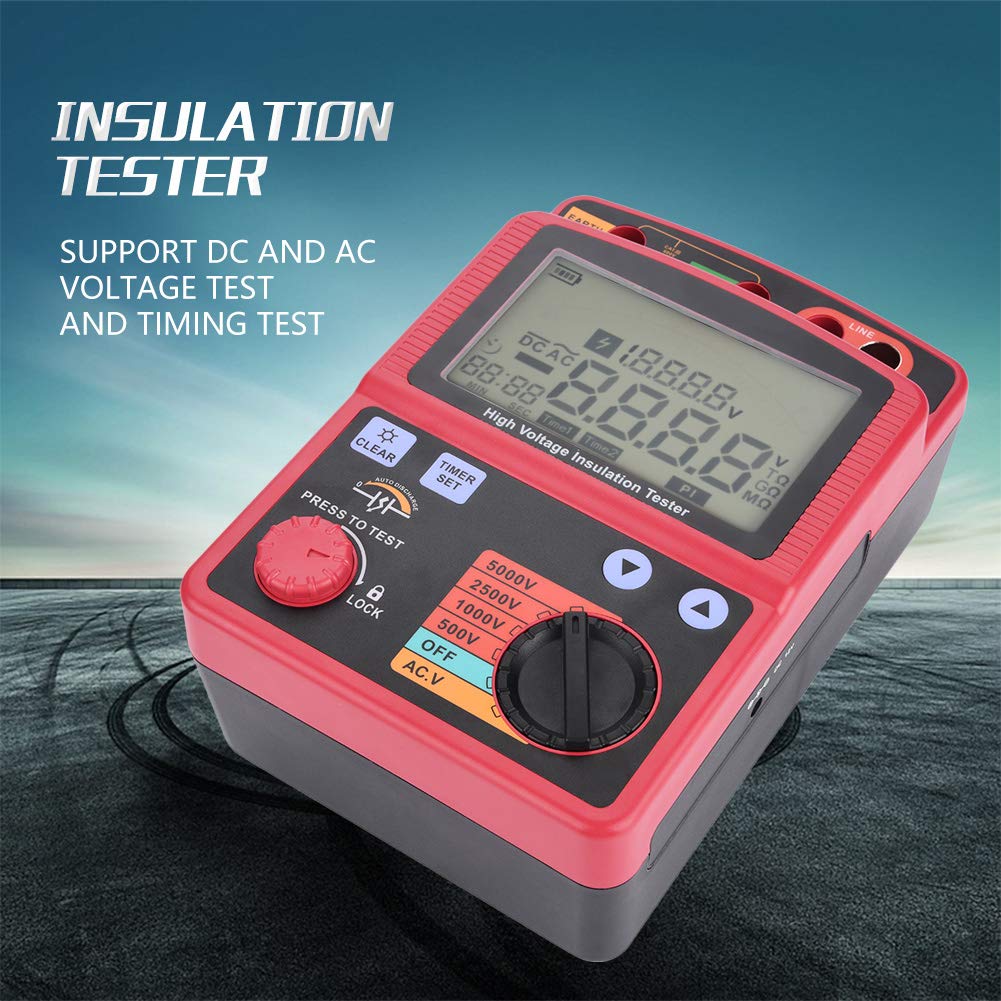 5KV Insulation Tester, Digital Insulation Resist Multimeter Tester, High Accurate Insulation Resist Tester for Motor Cables Switches