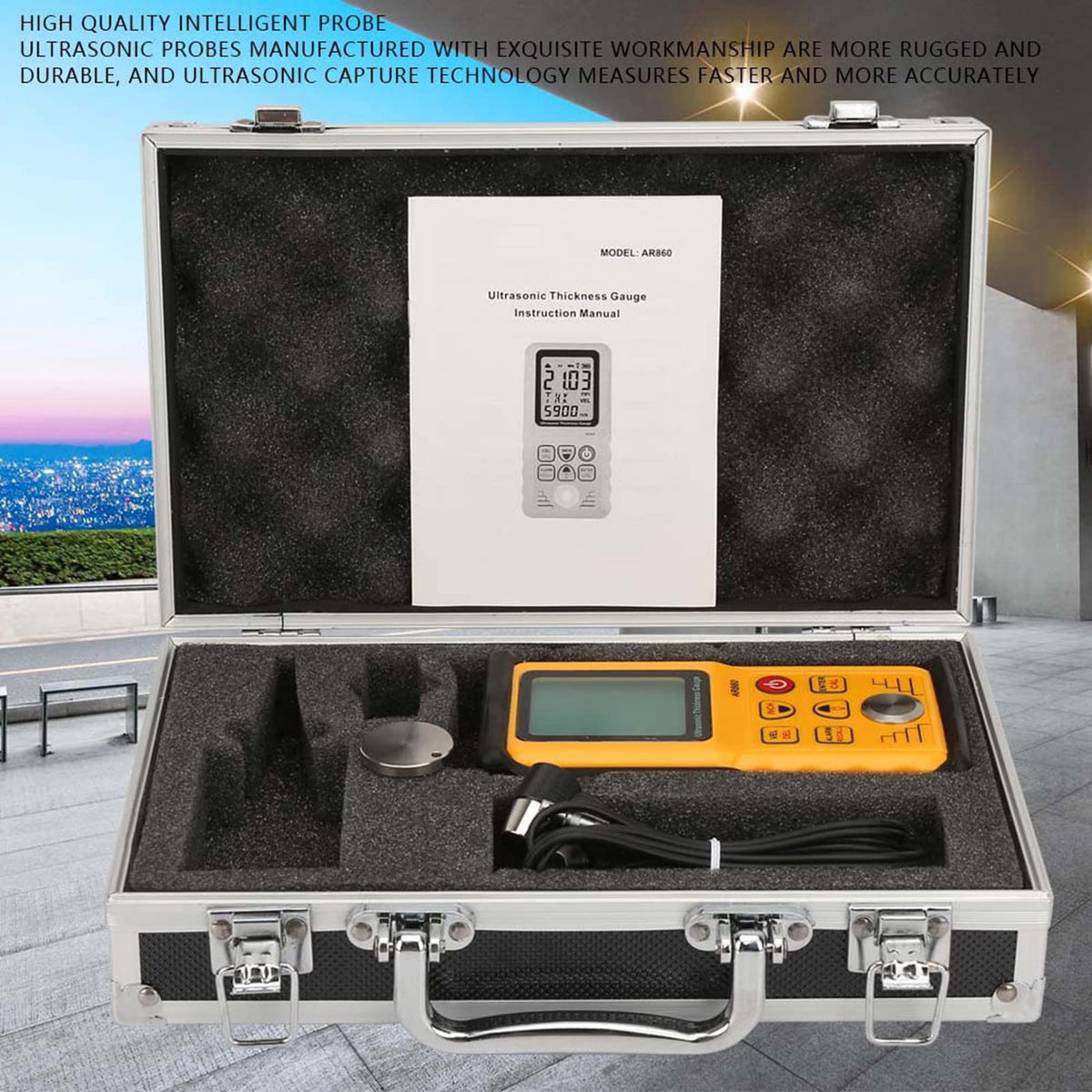 Smart Sensor AR860 Digital Ultrasonic Thickness Tester for Accurate Sound Velocity Measurement Suitable for Industrial Use