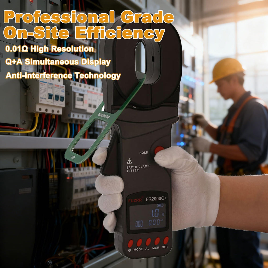 Amp Clamp Meter with Ground Resistance Tester, 0.01Ω–1200Ω Range, 0.01mA–20A Detection, Handheld Clamp for Industrial Electrical Testing, Facility Maintenance and Power Grid Equipment Surveys