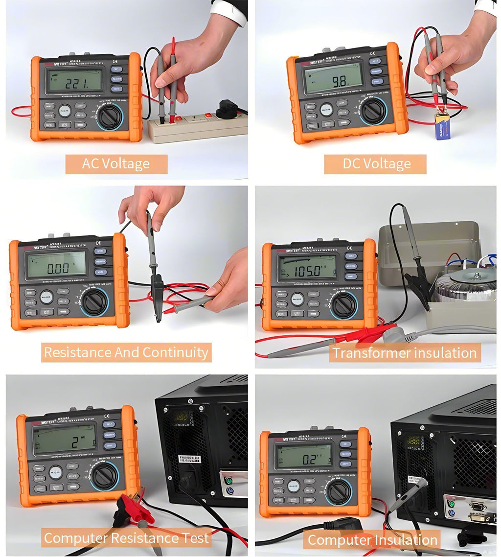 High Voltage Resistance Meter Tester Megohmmeter MS5205 Insulation Resistance Tester 2500V Analog Digital Megohmmeter 0.01-100G Ohm Test Automatically Calculate PI/DAR