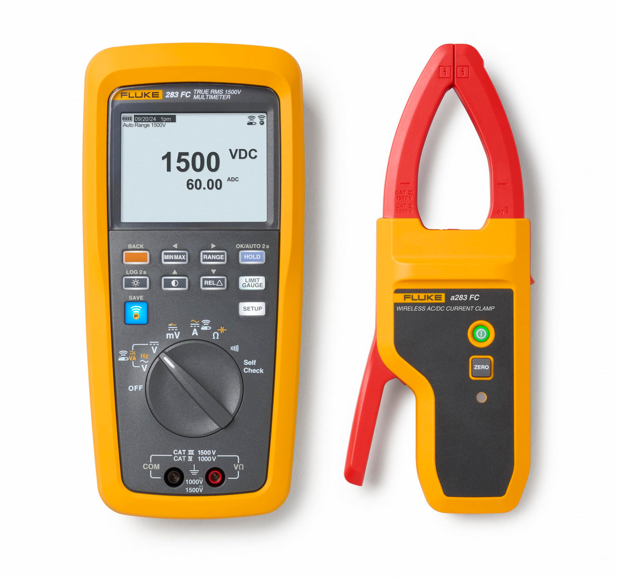 Fluke 283FC/PV Kit - CAT III 1500V True-RMS Digital Multimeter with 60A Wireless AC/DC Current Clamp and MC4 Connectors (Pack of 1)