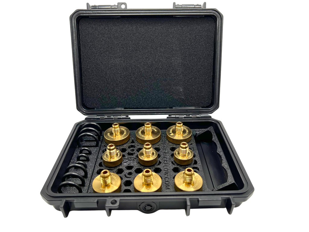Arbiter Backflow Quick Connect Test Fittings (Brass, Complete Set of 9 Fittings in a Holder)