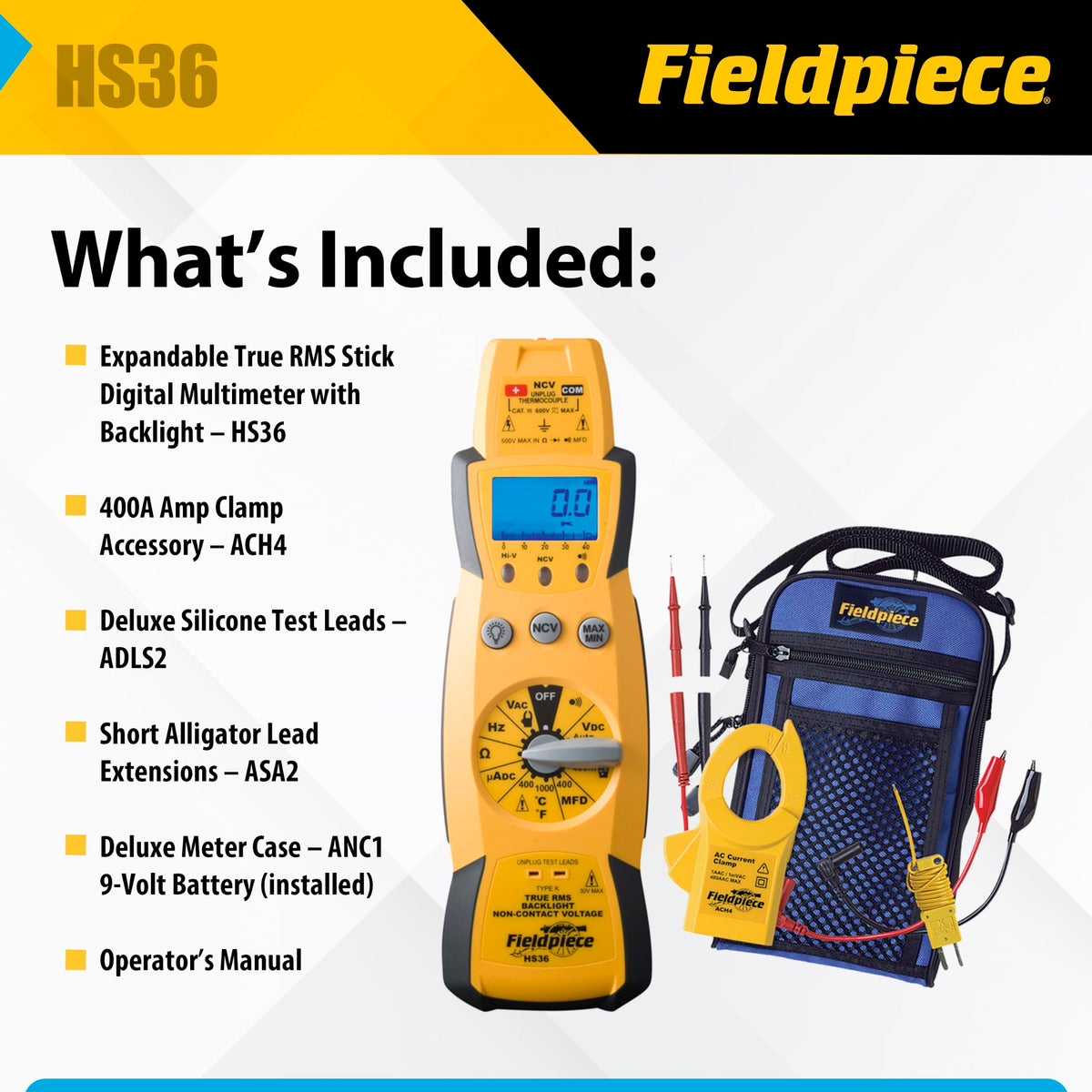 Fieldpiece HS36 Expandable Autoranging True RMS Stick Multimeter w/Backlight