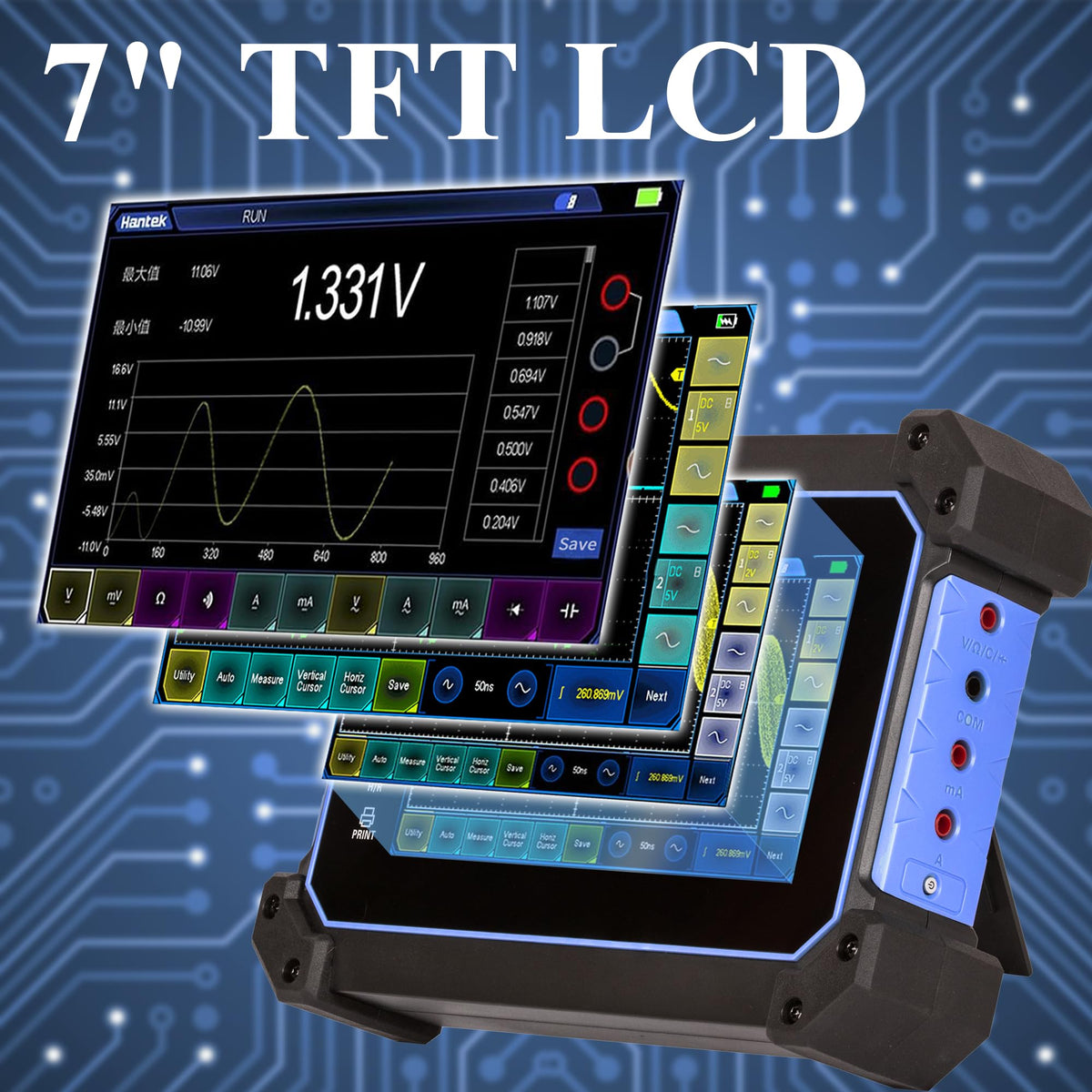 TO1112C Hantek Tablet Oscilloscope 2CH Built-in Multimeter Function