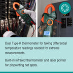 Extech EX623A 600A AC/DC Clamp Meter with IR and Dual Type K