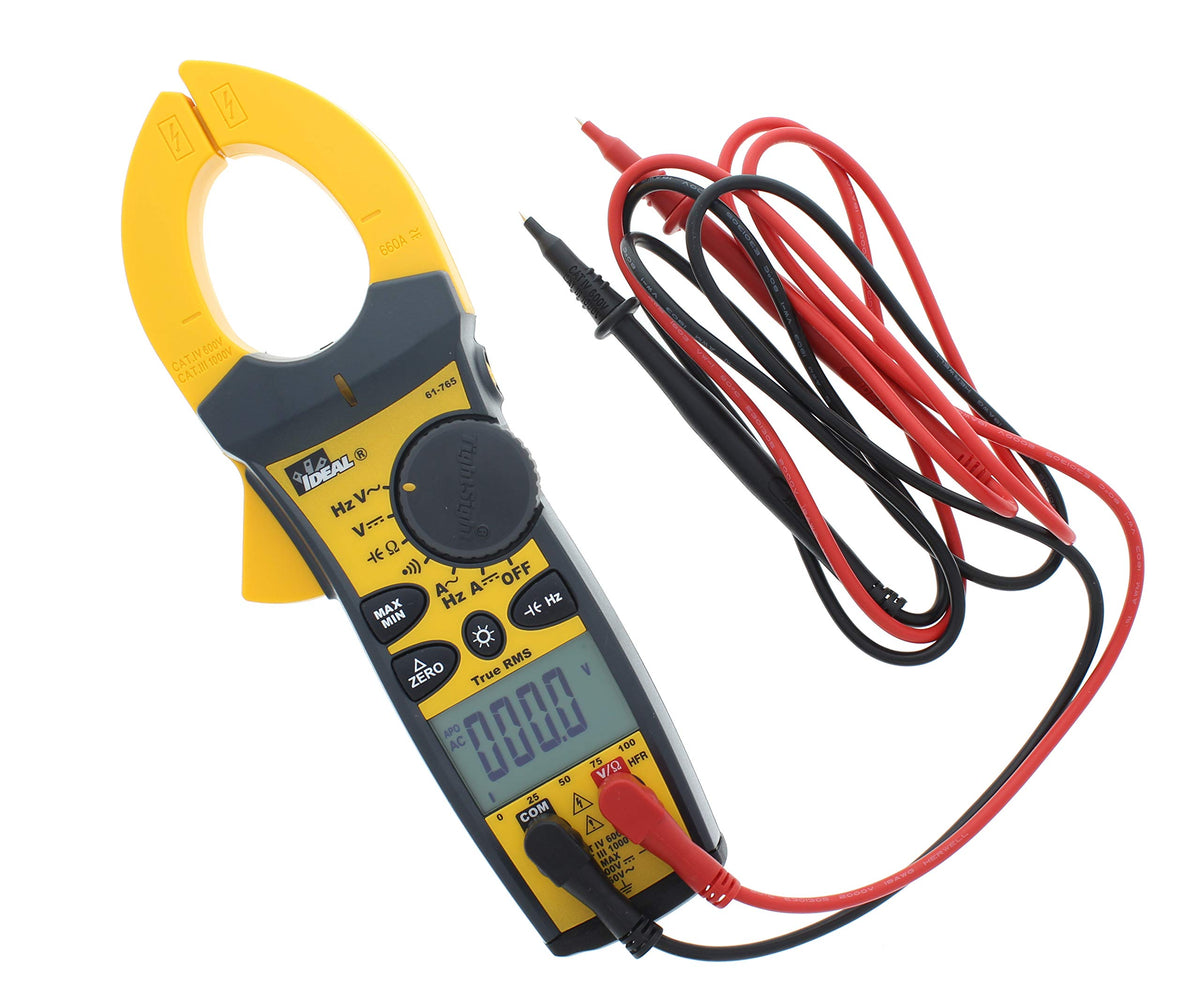 IDEAL INDUSTRIES INC. 61-765 660 Amp TightSight Clamp Meter AC/DC with TRMS, True RMS Current and Voltage, CATIII for 1000V, CATIV for 600V, Yellow