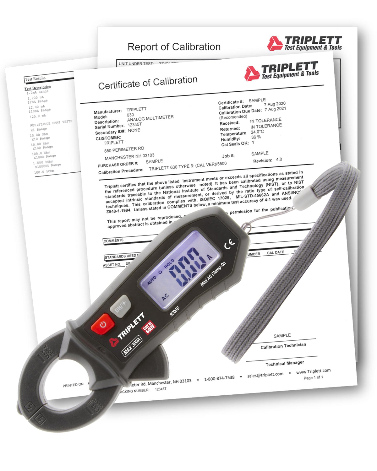 Triplett 9200B 300A AC Clamp Meter with NIST Calibration