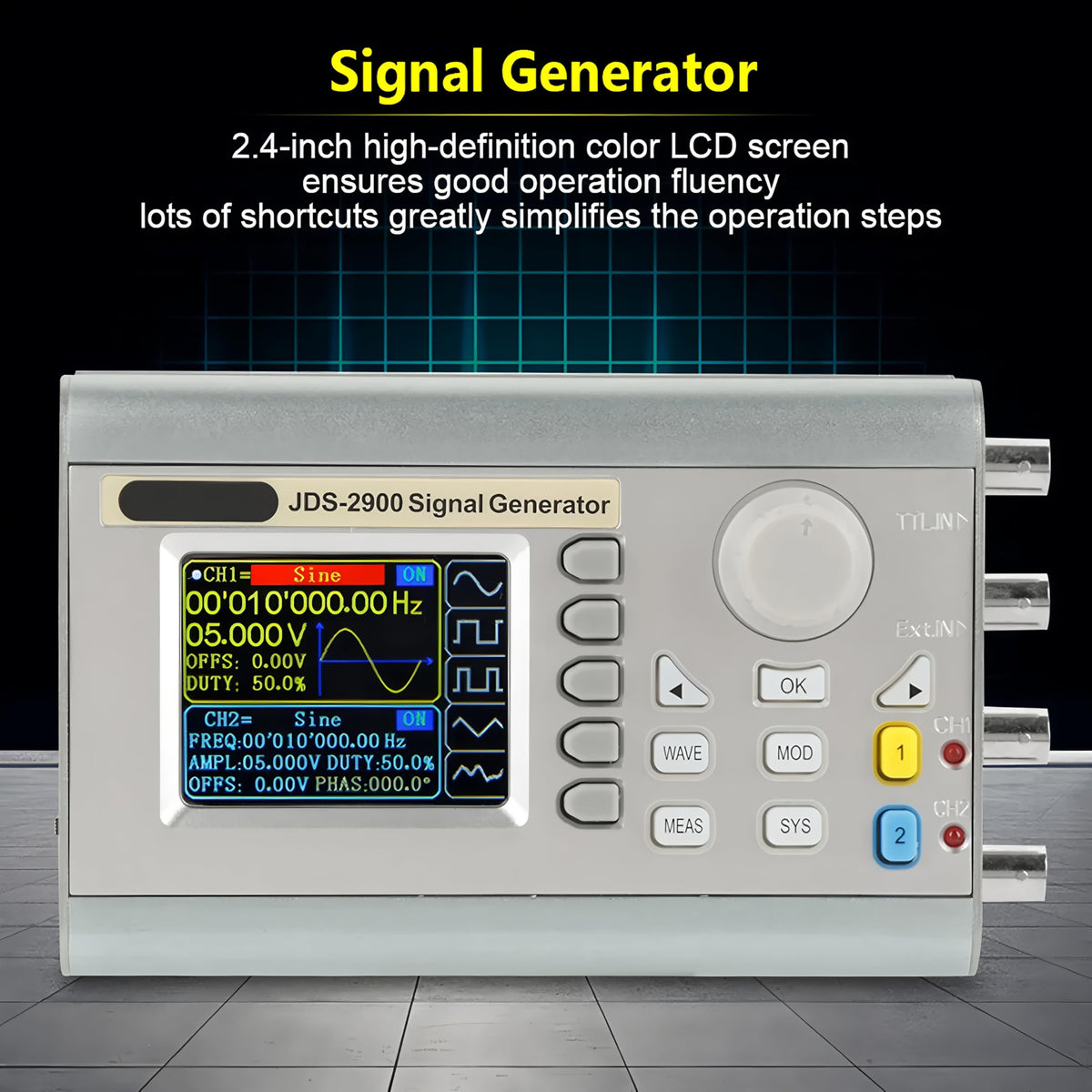 JDS2900 15/30/40/50/60MHZ 14bits 266MSa/s Multiple Function Signal Generator Pulse Generator Sweep Counter Dual-Channel DDS Frequency Meter(JDS2900-60M)