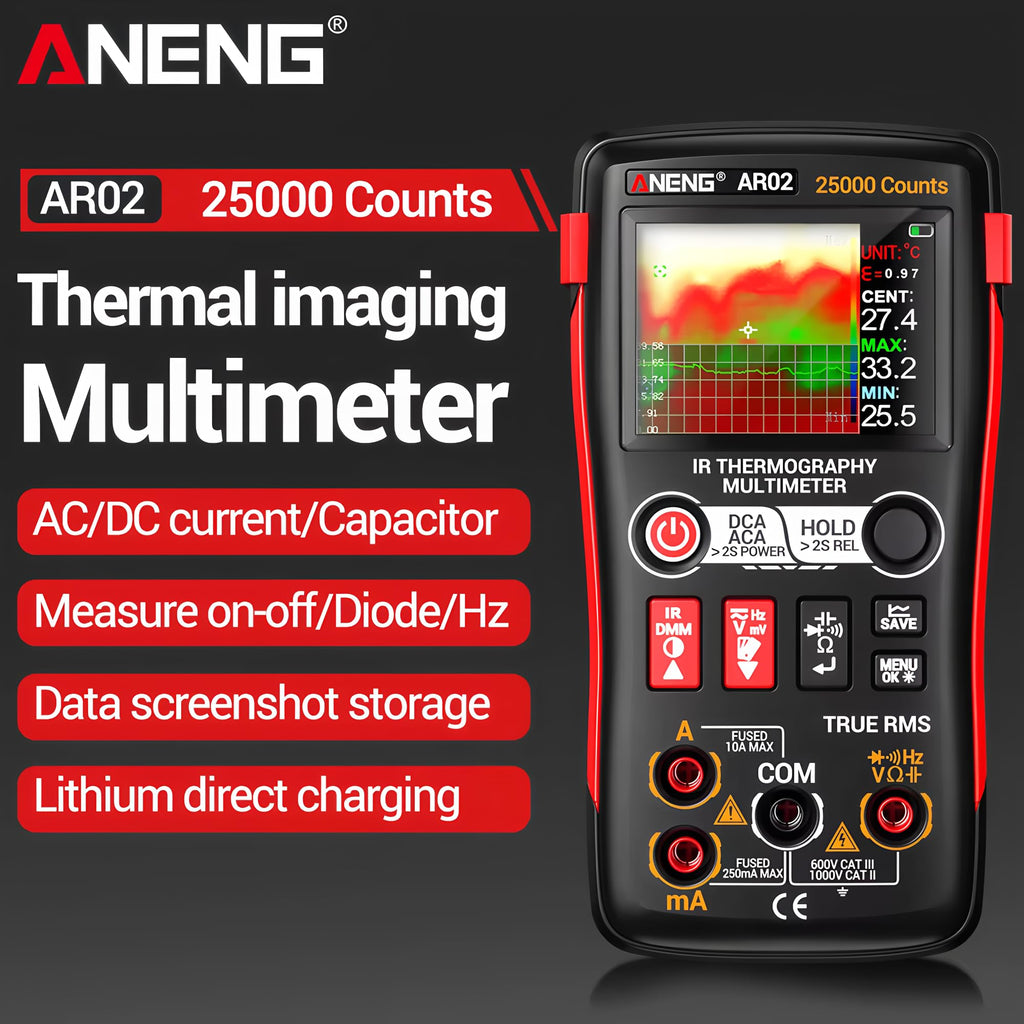 Thermal Imaging Multimeter 240×240 IR Resolution 96×96 IR Sensor-20°C~150°C Temperature Range,2.4" TFT Display or Repair(AR02)