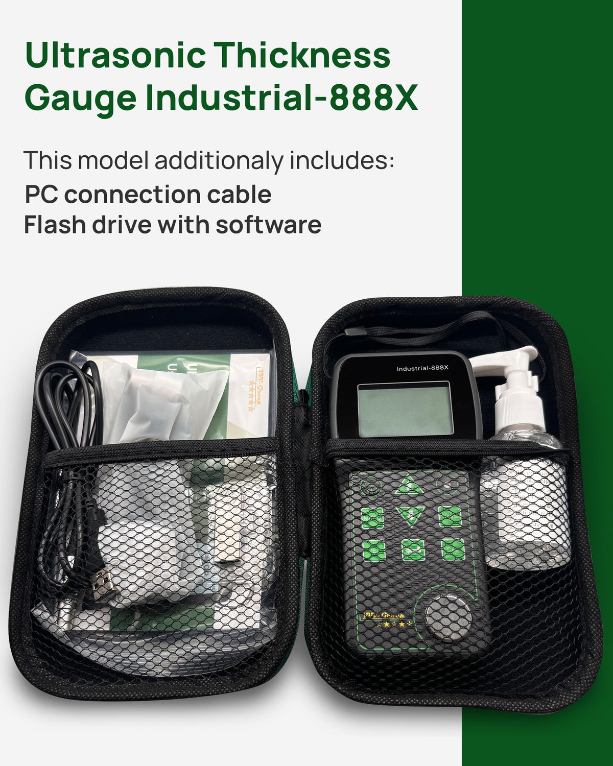 Ultrasonic Thickness Gauge Industrial-888X, Echo/Pulse, PC Export XLSX/PDF