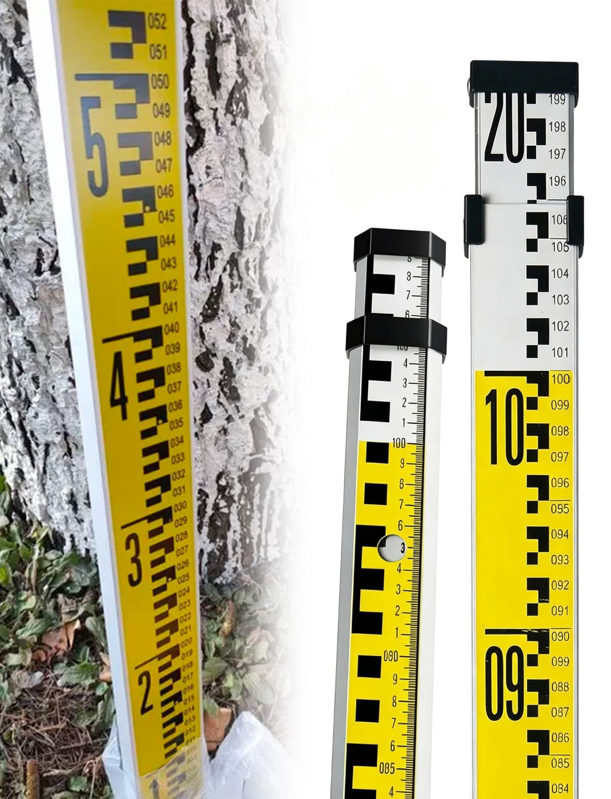 Adjustable Portable Aluminium Telescopic Height Measuring Stick - Lightweight Durable Levelling Staff Pole for Surveying, Construction, Gardening - Precision Measurement Tool