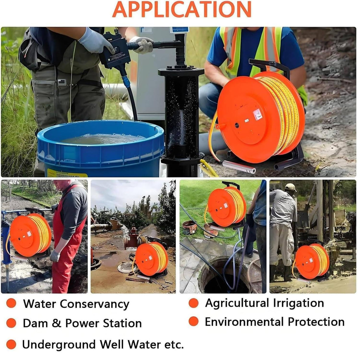 Water Level Meter, Steel Ruler Electric Water Level Gauge, Measures Depths from 10m to 300m, for Wells, Boreholes, Reservoirs & Pipes 150m