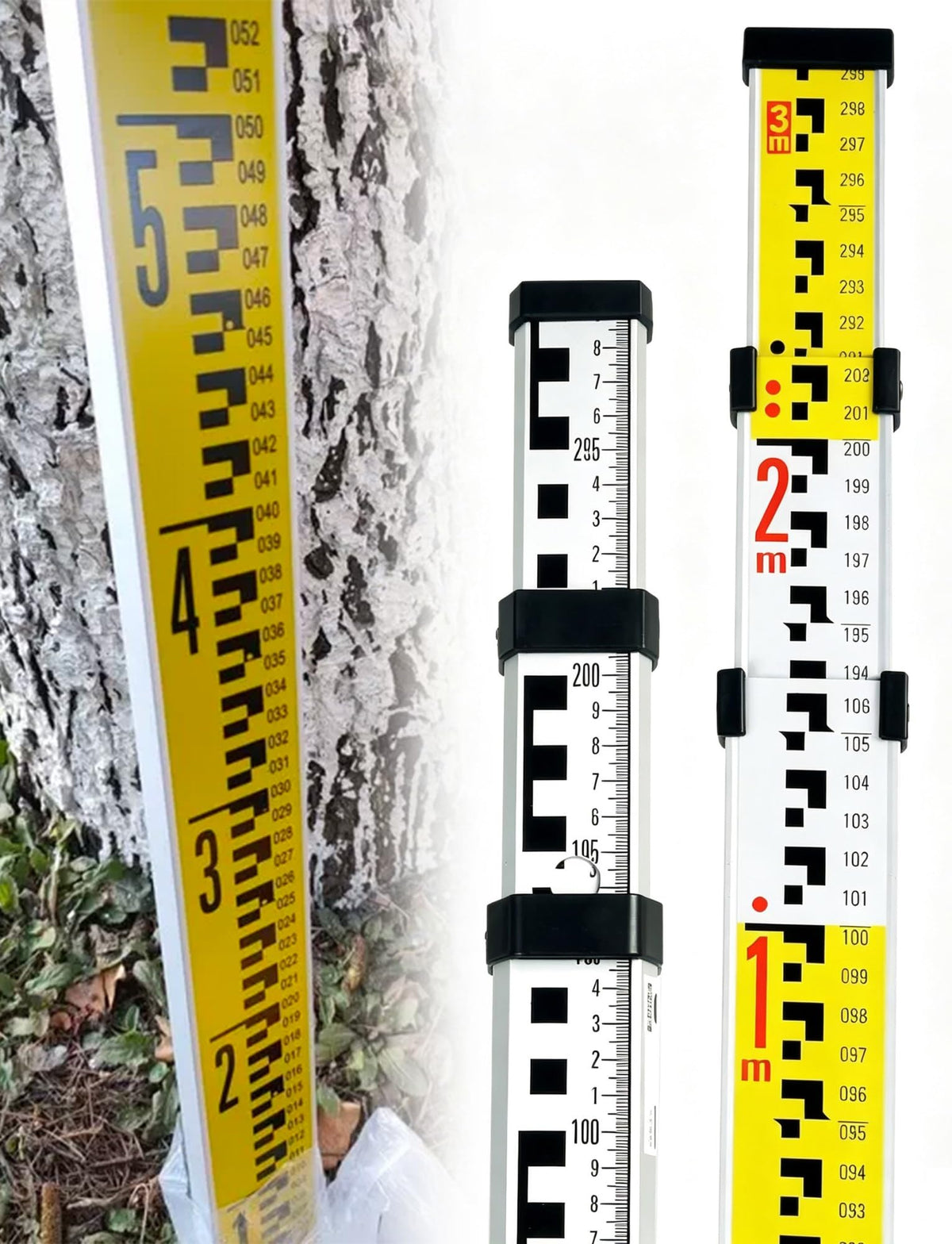Adjustable Portable Aluminium Telescopic Height Measuring Stick - Lightweight Durable Levelling Staff Pole for Surveying, Construction, Gardening - Precision Measurement Tool