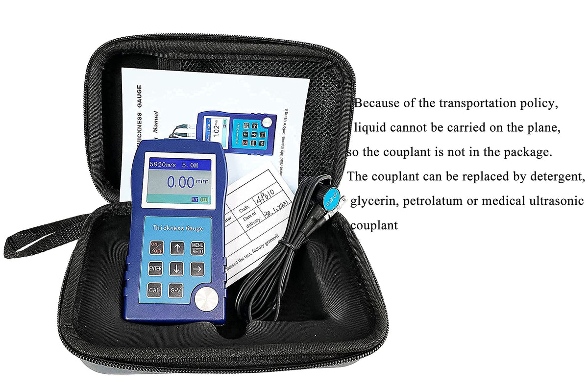 Ultrasonic Thickness Meter Measurement Gauge with Measuring Range 0.9 to 300mm Two Measurement Mode Standard Mode Ultra-Thin Mode