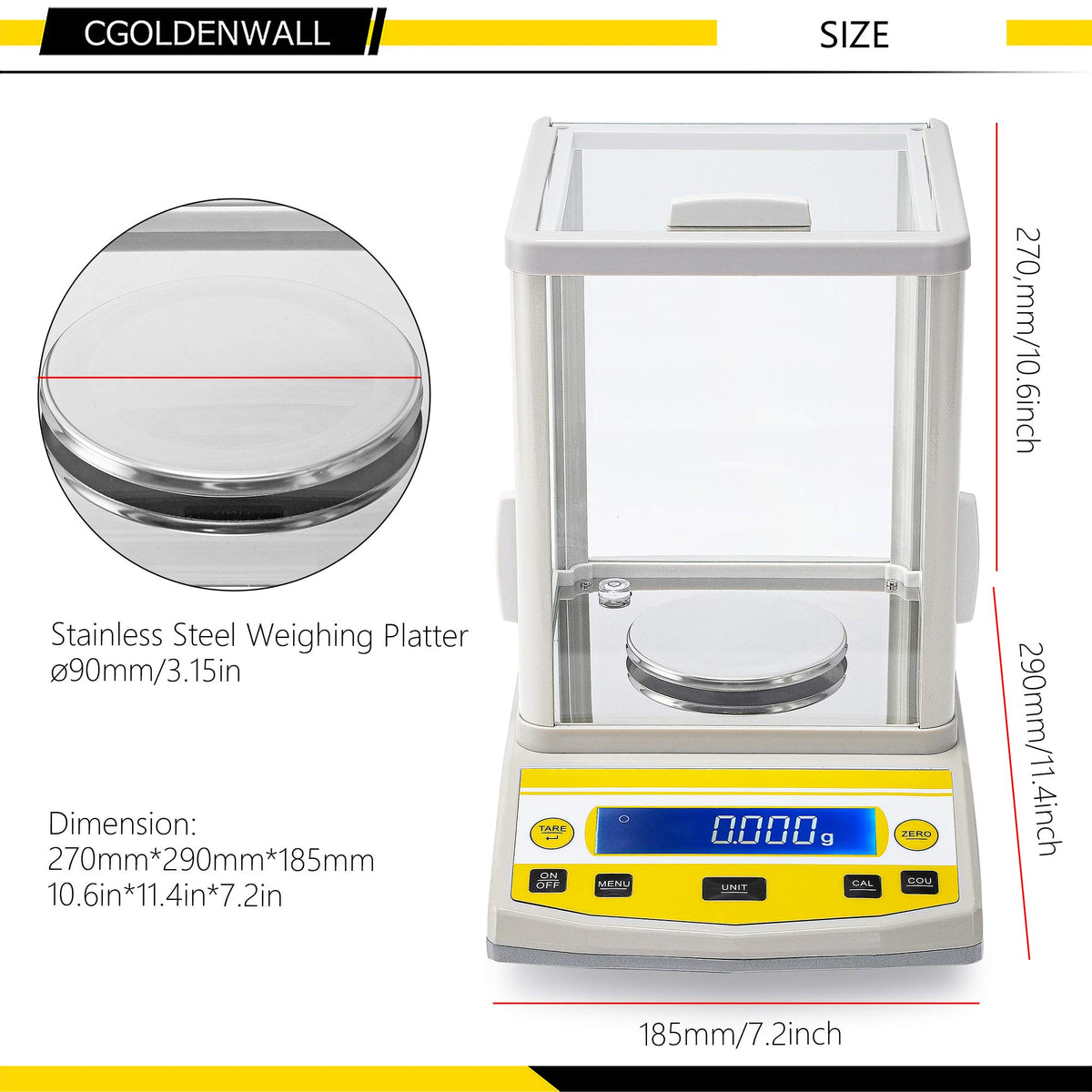 CGOLDENWALL Digital Analytical Balance High Precision Scale Digital Electronic Balance Scale for Laboratory Pharmacy 110V (300g 1mg)
