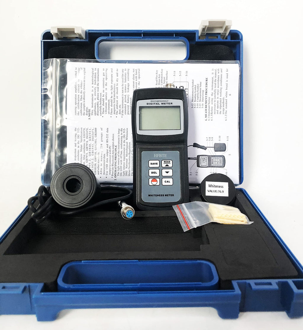Digital Whiteness Meter Leucometer Digital Whiteness Tester Material Surface White Measurement R457 Blue Light for White Paper/Flour/Paint/Lime W-hiteness Detector