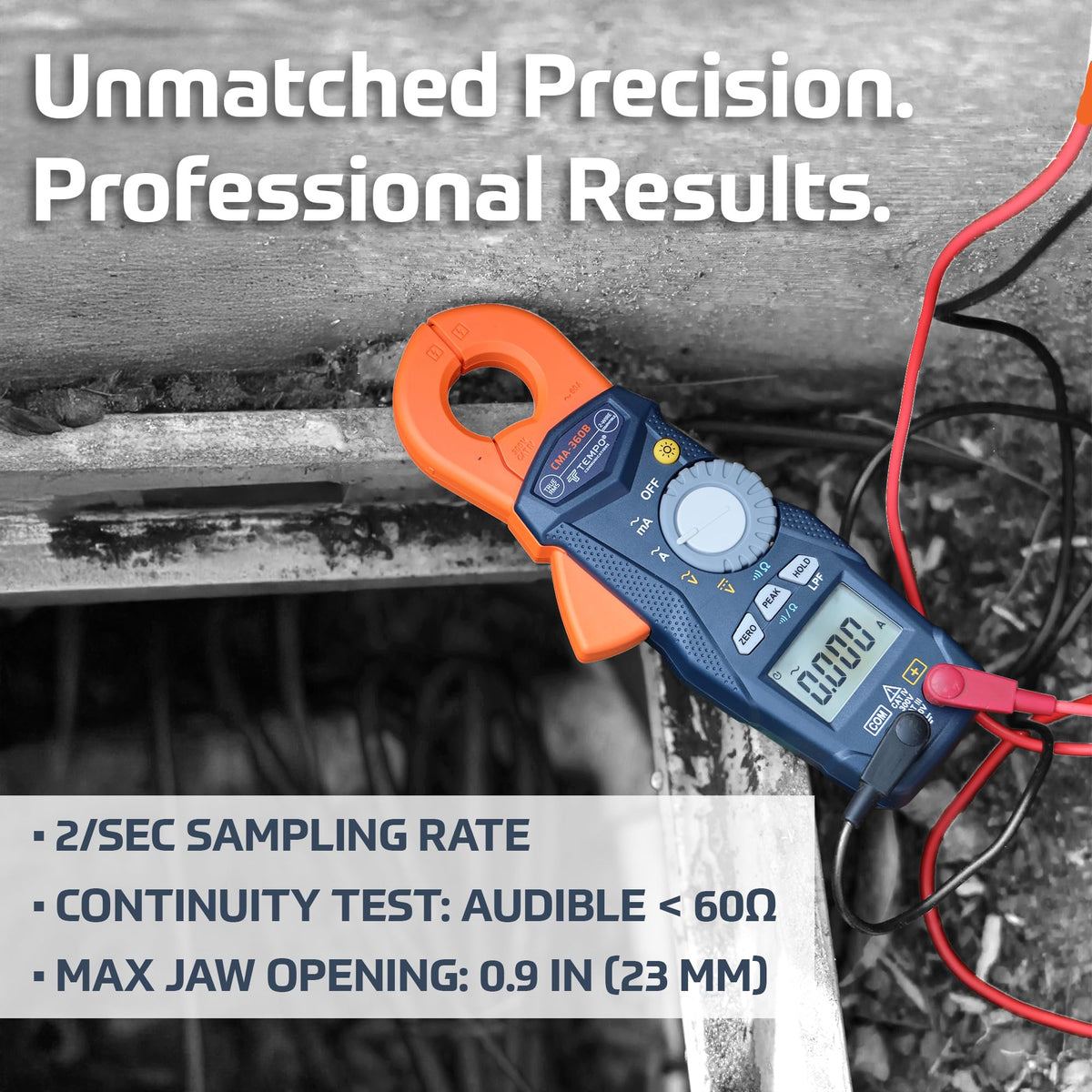 TEMPO CMA-360B True RMS Pro Milliamp Clamp Meter AC/DC Current - Measure Voltage, Resistance, Current - 2-Wire Irrigation, Electrician Amp Meter Clamp AC/DC (Professional Grade)