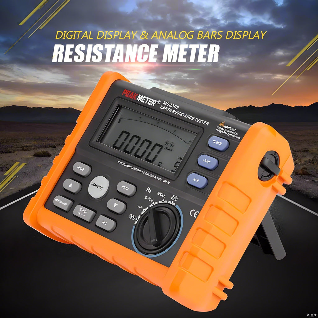 MS2302 Digital Insulation Megohmmeter Earth Resistance Tester Ground Earth Resistance Voltage Tester 0-4K ohm 100 Groups Data Logging with Backlight