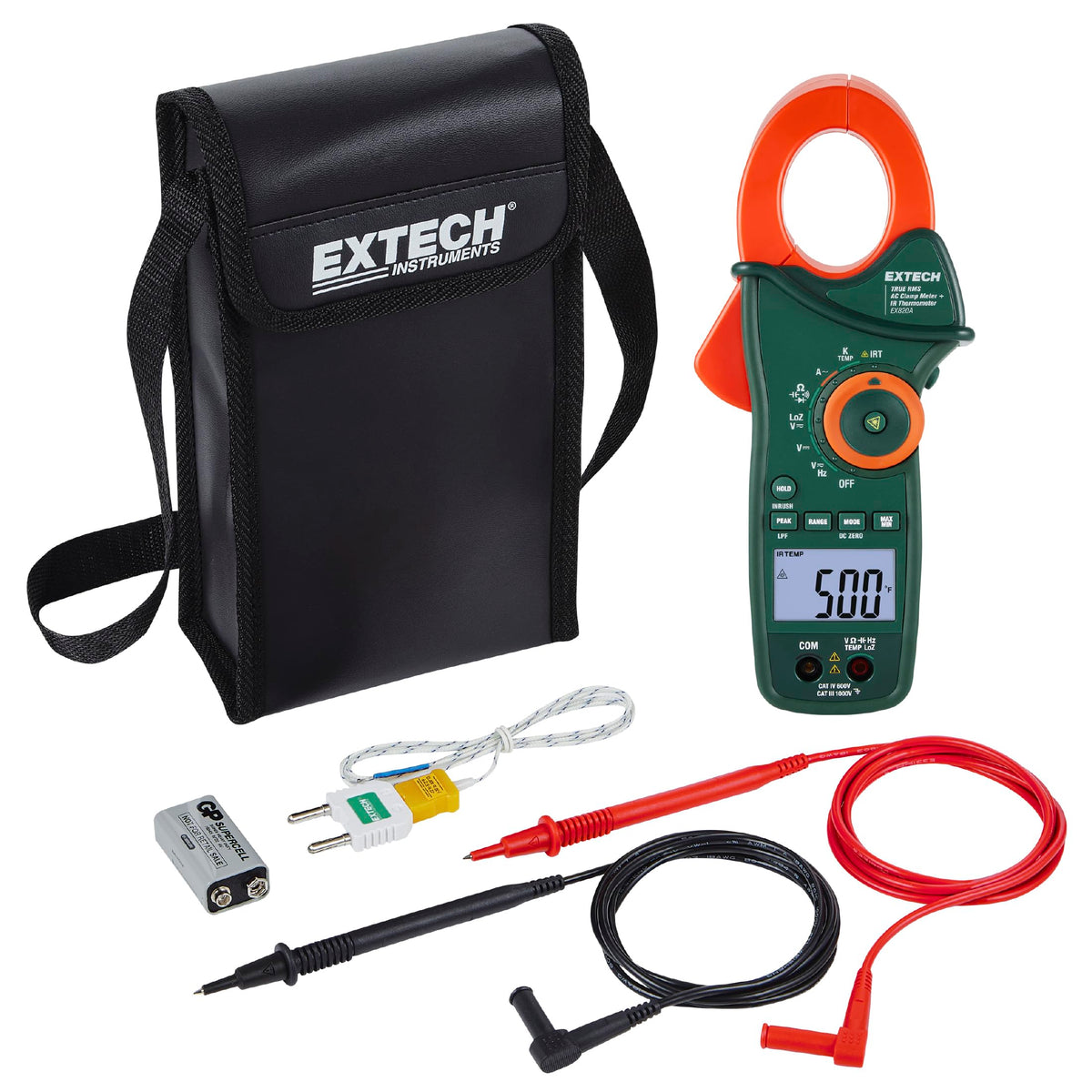 Extech EX820A 1000A True RMS AC Clamp Meter with IR Thermometer