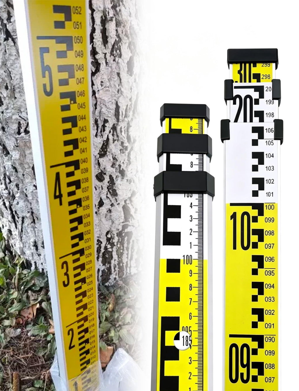 Adjustable Portable Aluminium Telescopic Height Measuring Stick - Lightweight Durable Levelling Staff Pole for Surveying, Construction, Gardening - Precision Measurement Tool