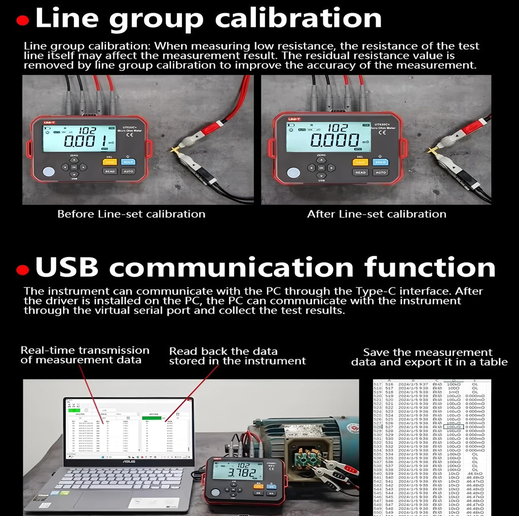 UNI-T Uni-Trend UNI-T UT620C+ Micro Ohmmeter DC Low Resistance Tester 0.001mΩ~300.0kΩ Auto & Manual Range Professional Digital Ohm Meter
