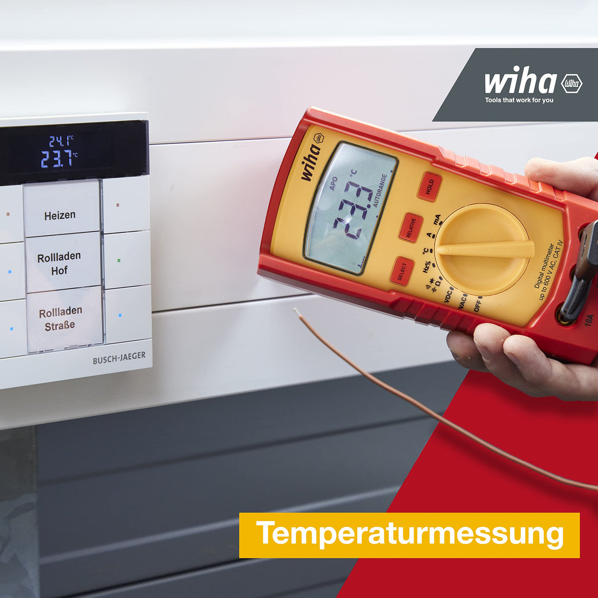 Wiha Digital Multimeter up to 600 V AC, CAT IV with 2X AAA Batteries I with LCD Display (45218)