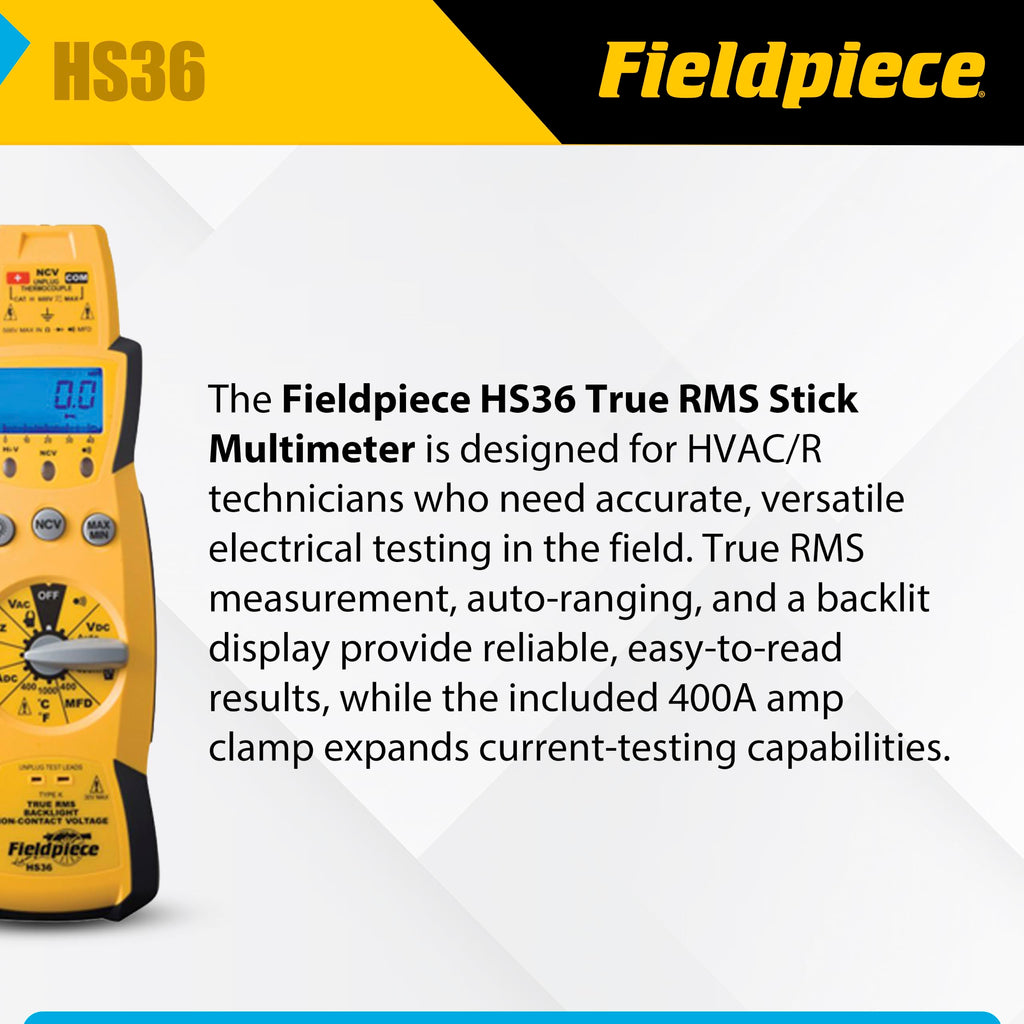 Fieldpiece HS36 Expandable Autoranging True RMS Stick Multimeter w/Backlight