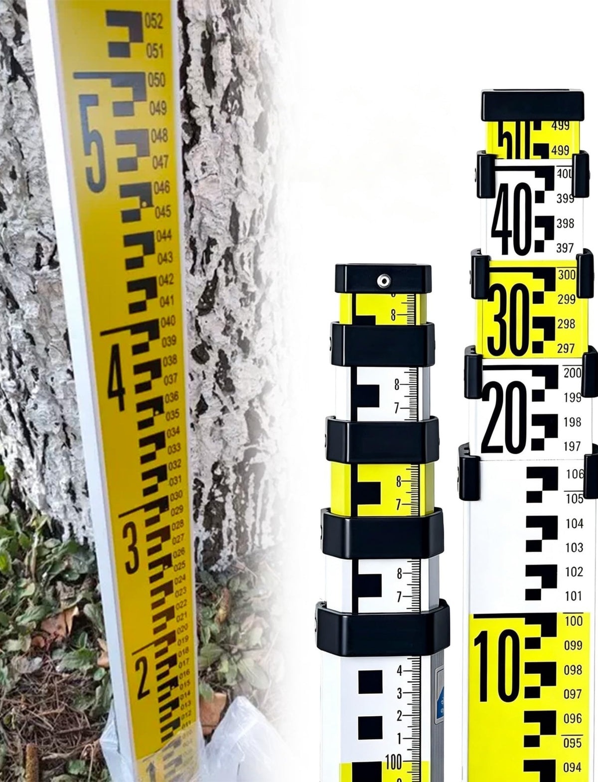Adjustable Portable Aluminium Telescopic Height Measuring Stick - Lightweight Durable Levelling Staff Pole for Surveying, Construction, Gardening - Precision Measurement Tool