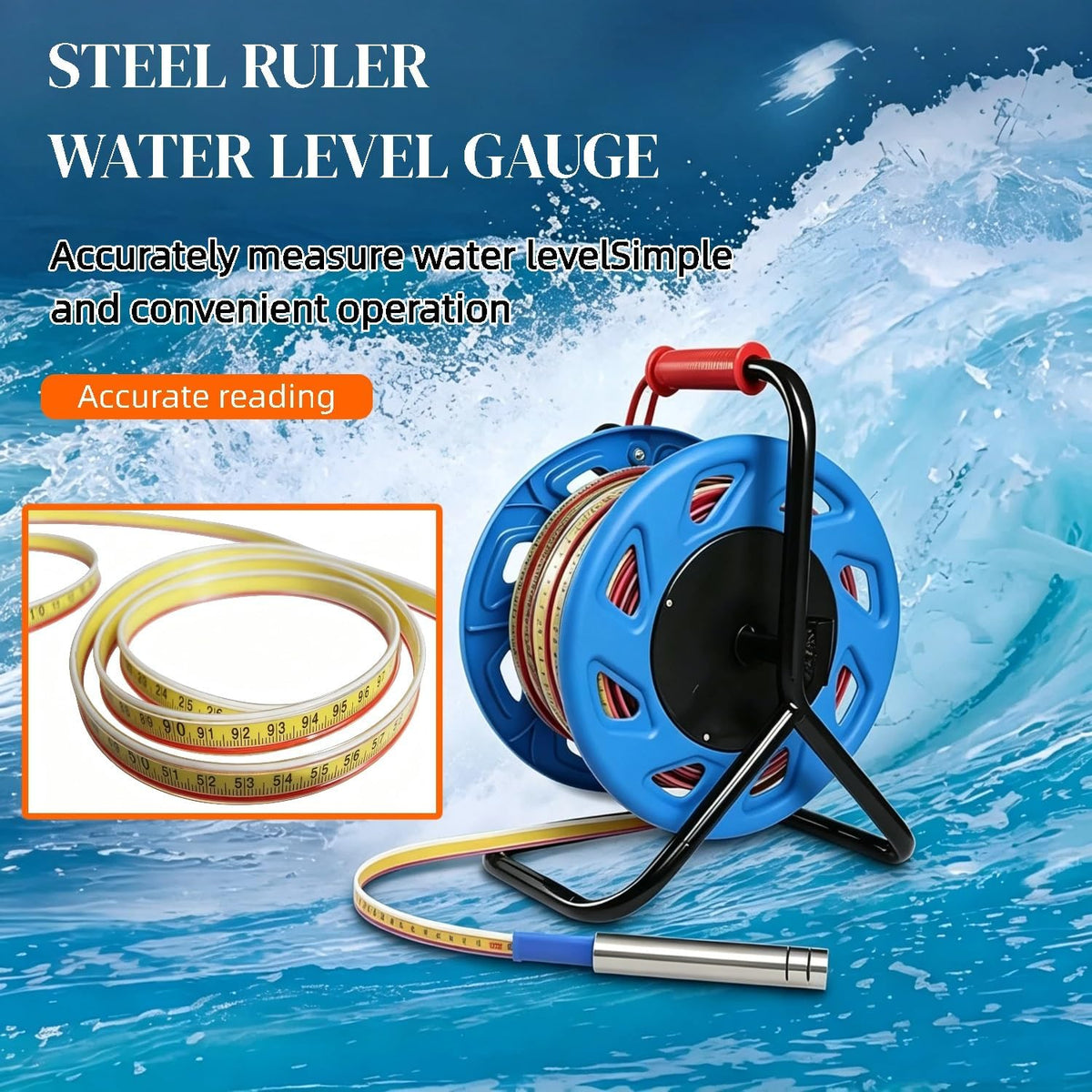 Water Tape - Water Level Meter 15-500m Water Level Gauge Groundwater Depth Measurer Water Depth Gauge(300m/984ft)