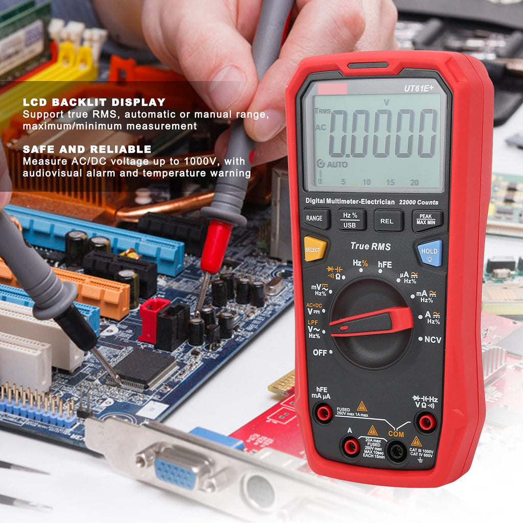 UT61E + Multimeter Meter, ABS Auto Range True RMS Tester Electrician Instruments, Hand Held Multimeter, Multimeter Tester for Household