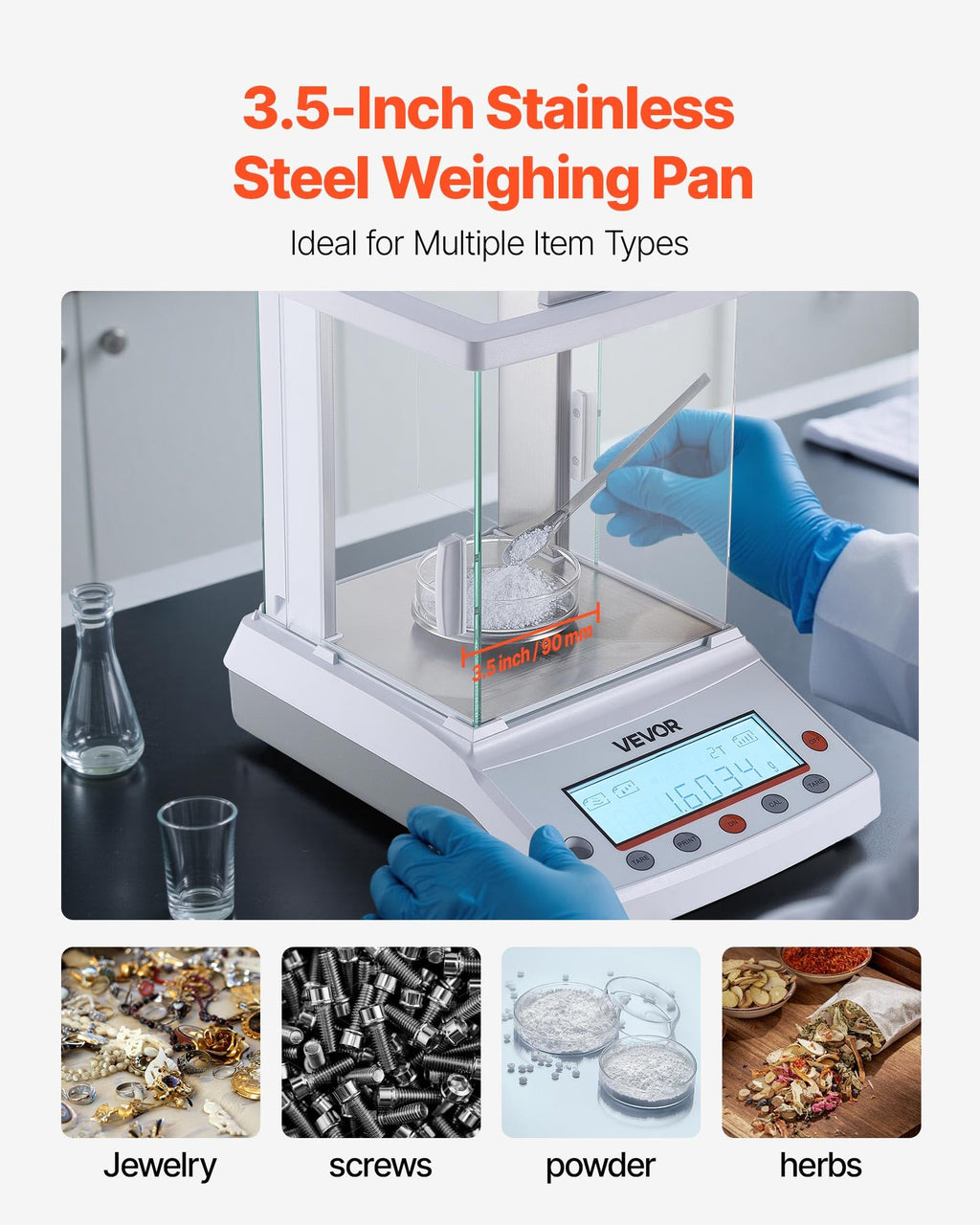 VEVOR Analytical Balance, 220 g x 0.1 mg, 0.0001 g High Precision Accuracy Lab Scale, g/oz/ct/mg 4 Units Electronic Digital Analytical Balance with Glass Draft Shield, for Laboratory Jewelry Pharmacy