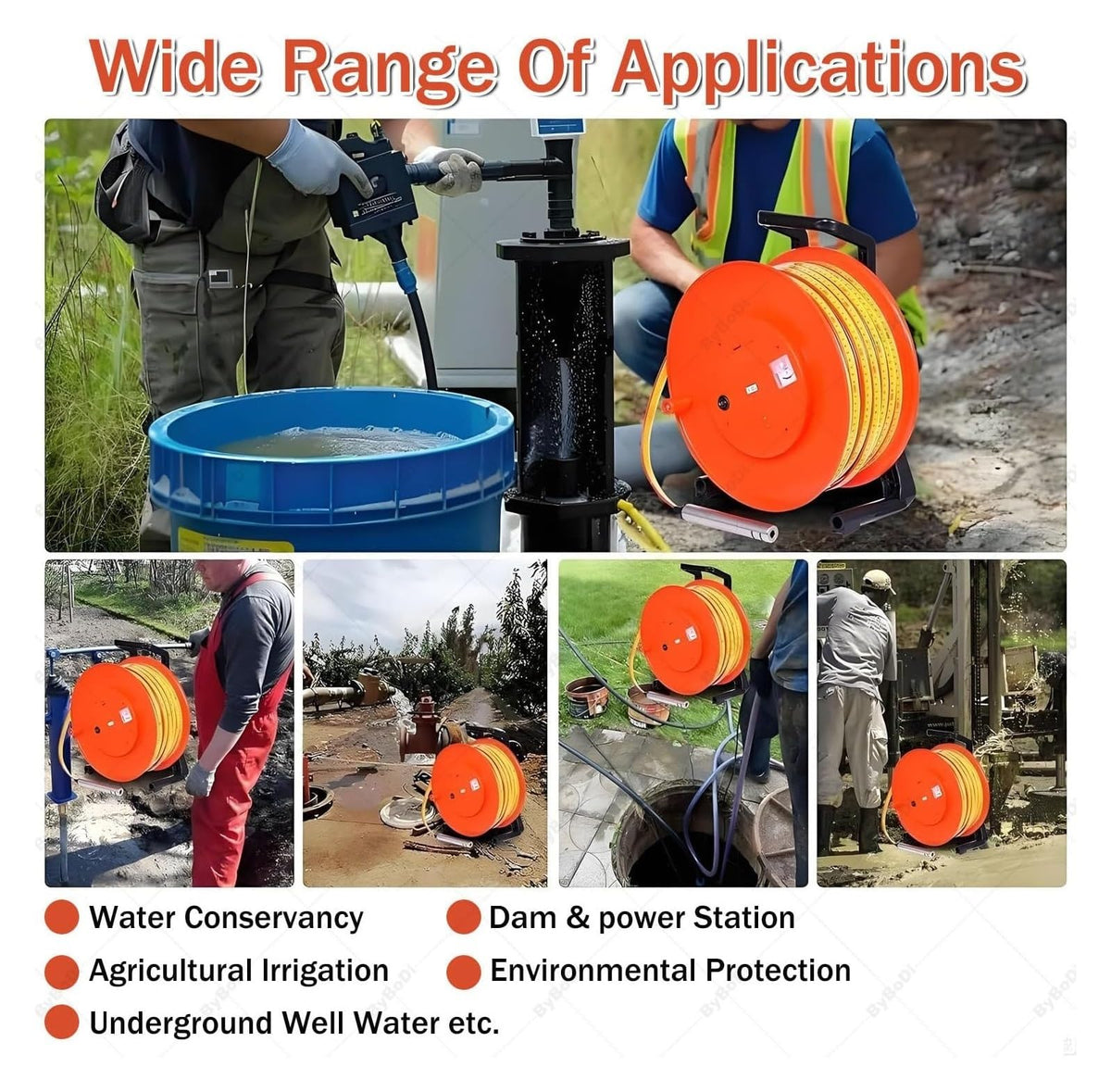10m Water Level Meter, No Display Device Well Water Level Indicator WaterLevel Measurement with Fixed Probe and Steel Tapefor Wells, Boreholes