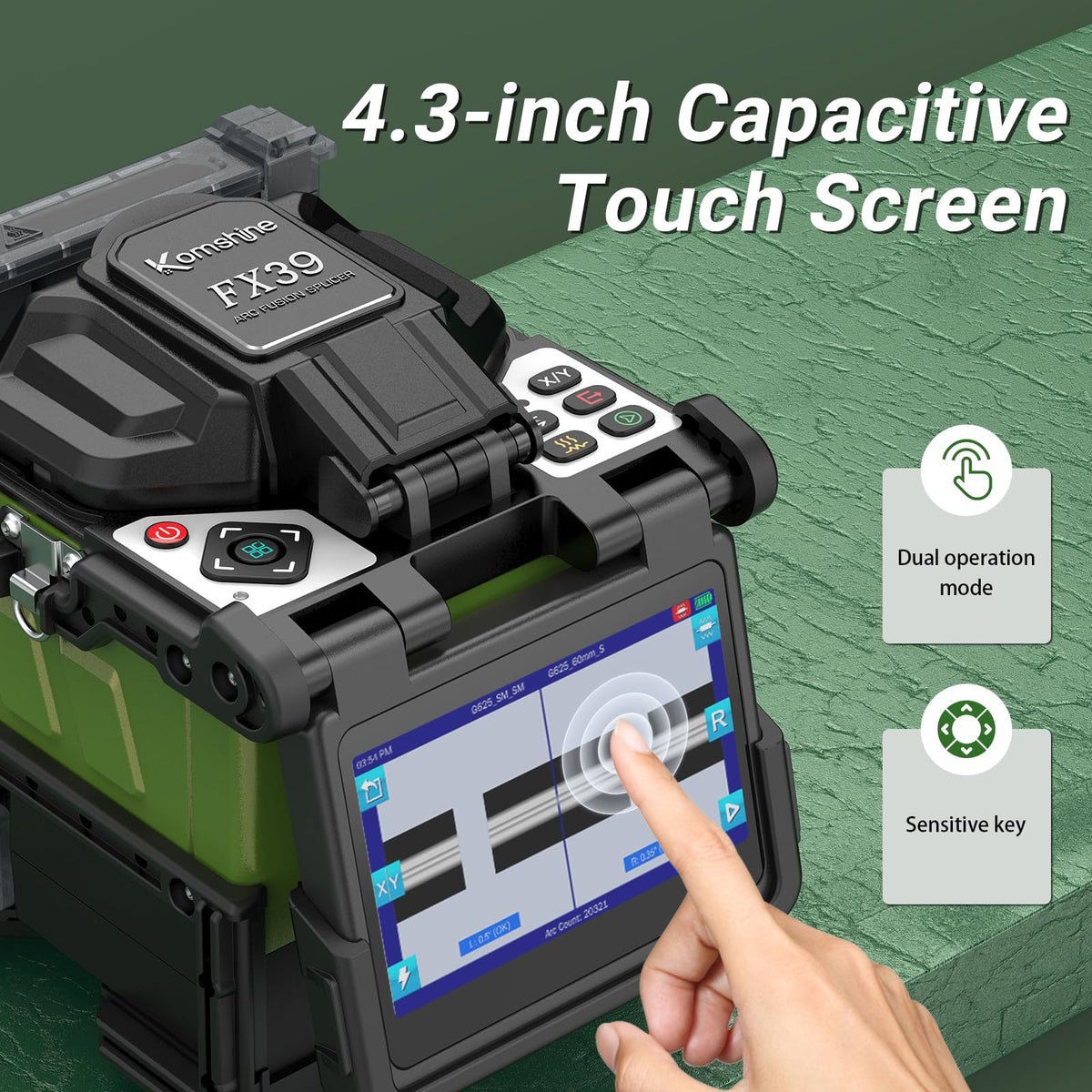 FX39 Fiber Fusion Splicer 6 Motors Core Alignment New Touch Screen, 6s Fast Splicing 16s Fast Heating and 7800mAh Large Battery + Extra 1 Pair of Spare Electrodes 5000 Times Life