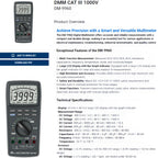 i-POOK DM-9960 Digital Multimeter AC/DC Voltmeter Ammeter Non-contact Voltage Detector Electric Current Tester Hz Diode Capacitor Large LCD Display with Bar Graph Indicator made in Taiwan