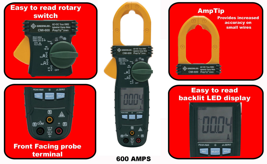 Greenlee - Clampmeter, Ac/Dc (Cmi-600), Elec Test Instruments (CMI-600), 600 AMP