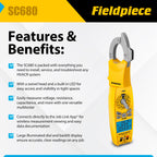 Fieldpiece SC680 Clamp Meter - Wireless Power Multitester for HVACR Professionals - AC/DC Swivel Clamp Meter with Dual Display - HVAC Tools