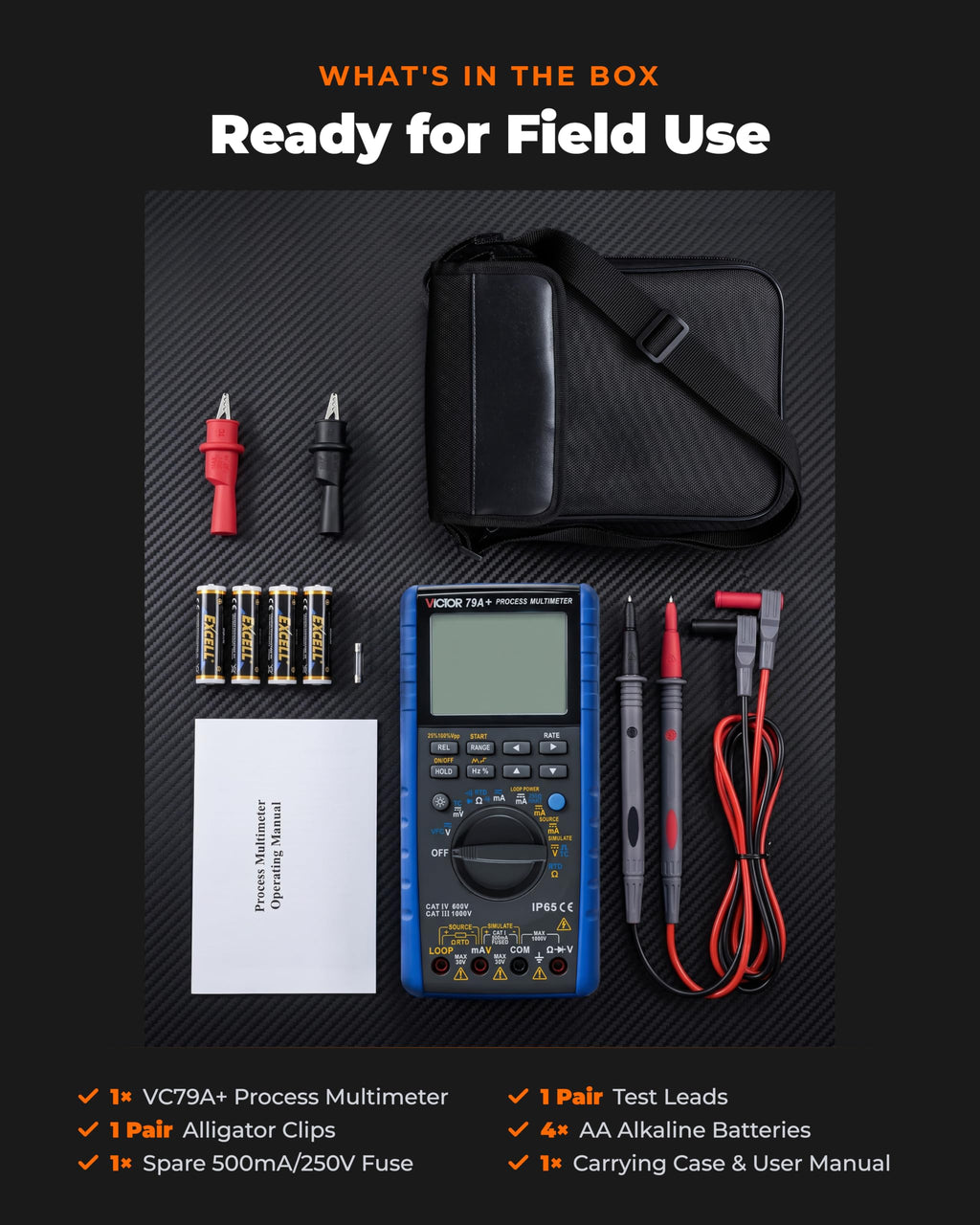 VC79A+ Process Calibrator Multimeter, 4-20mA Loop Calibrator, Signal Source