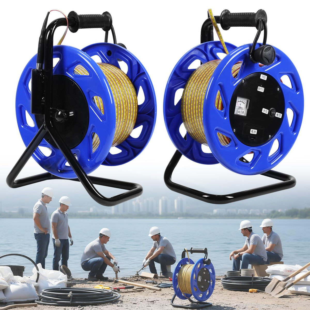 100m Water Level Gauge with Fixed Probe and Steel Tape Groundwater Level Measuring Instrument for Wells Boreholes Reservoirs and Pipes