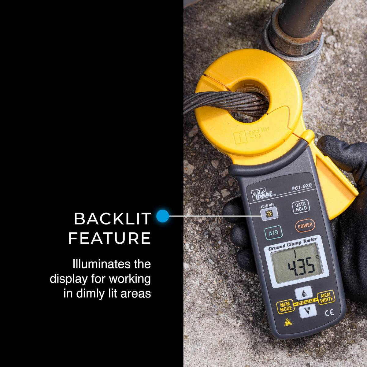 Ideal Electrical Ground Resistance Clamp Meter, Digital Auto-Ranging
