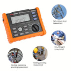 MS2302 Digital Insulation Megohmmeter Earth Resistance Tester Ground Earth Resistance Voltage Tester 0-4K ohm 100 Groups Data Logging with Backlight