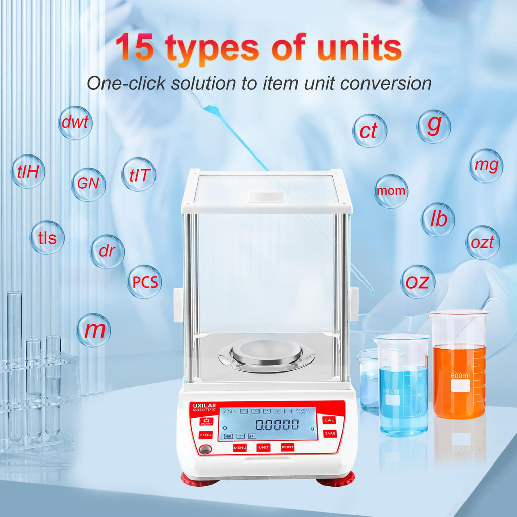UXILAII Analytical Balance GN Unit Lab Scale Glass Windshield 220g 0.1mg