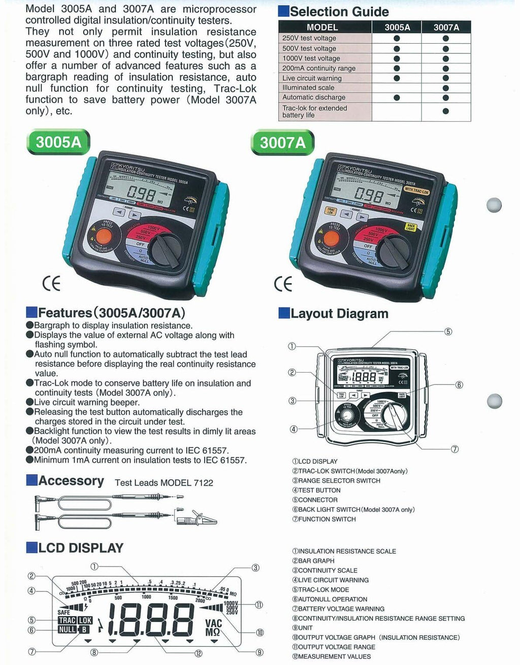 Japan Quality KYORITSU Digital Analog Insulation Continuity Tester KEW 3005A 3007A HIGH Voltage Insulation Tester Insulation Tester Ohm Tester Resistance Meter Tester Megohmmeter(3005A)