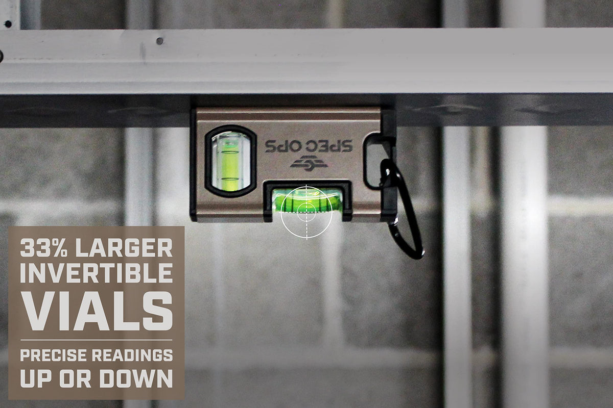 Spec Ops Tools Pocket Level for Framing & Layout, 33% Larger Precision Block Vials, Magnetic, Pocket 4"