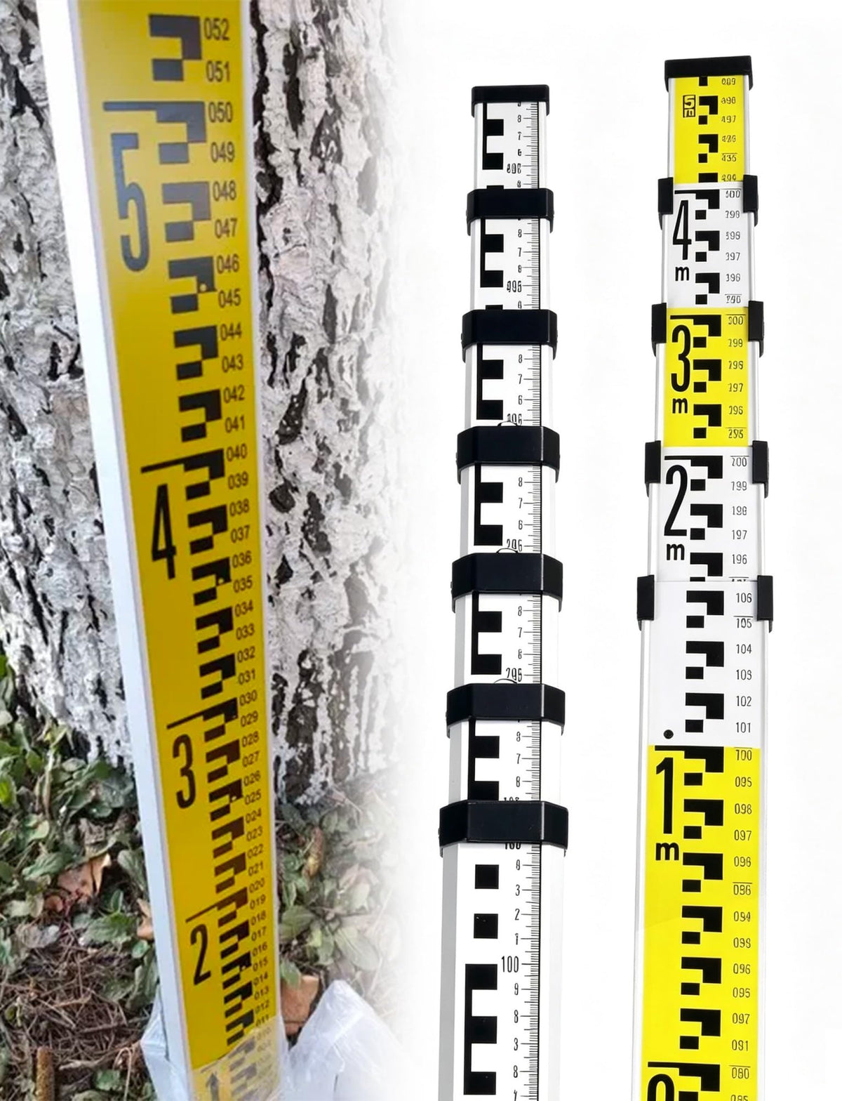 Adjustable Portable Aluminium Telescopic Height Measuring Stick - Lightweight Durable Levelling Staff Pole for Surveying, Construction, Gardening - Precision Measurement Tool