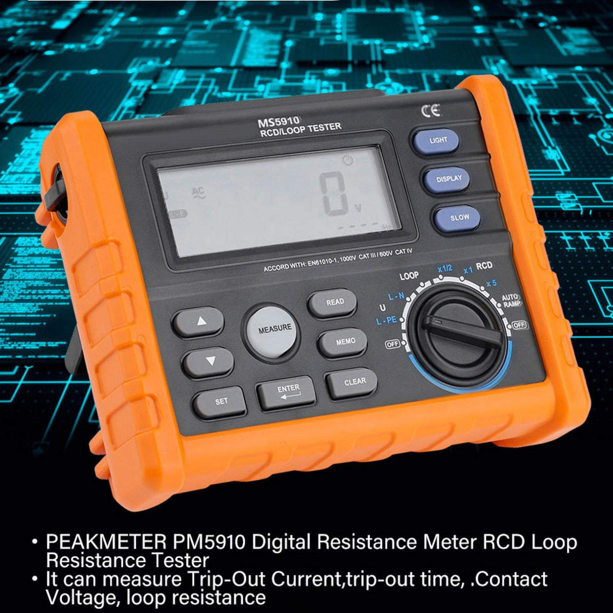 Akozon RCD Tester PM5910 Digital Meter Loop Tester Multimeter Leakage Switch Tester
